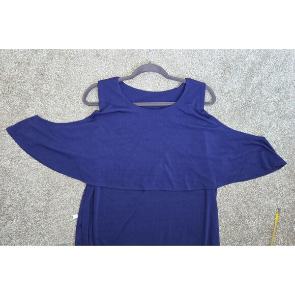 Cold Shoulder Navy Blue Womens Dress - Picture 4 of 6